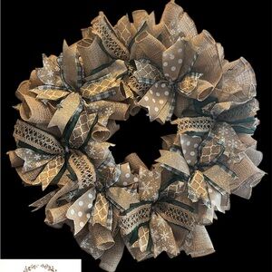 Rustic Burlap Holiday Wreath with Green Accents